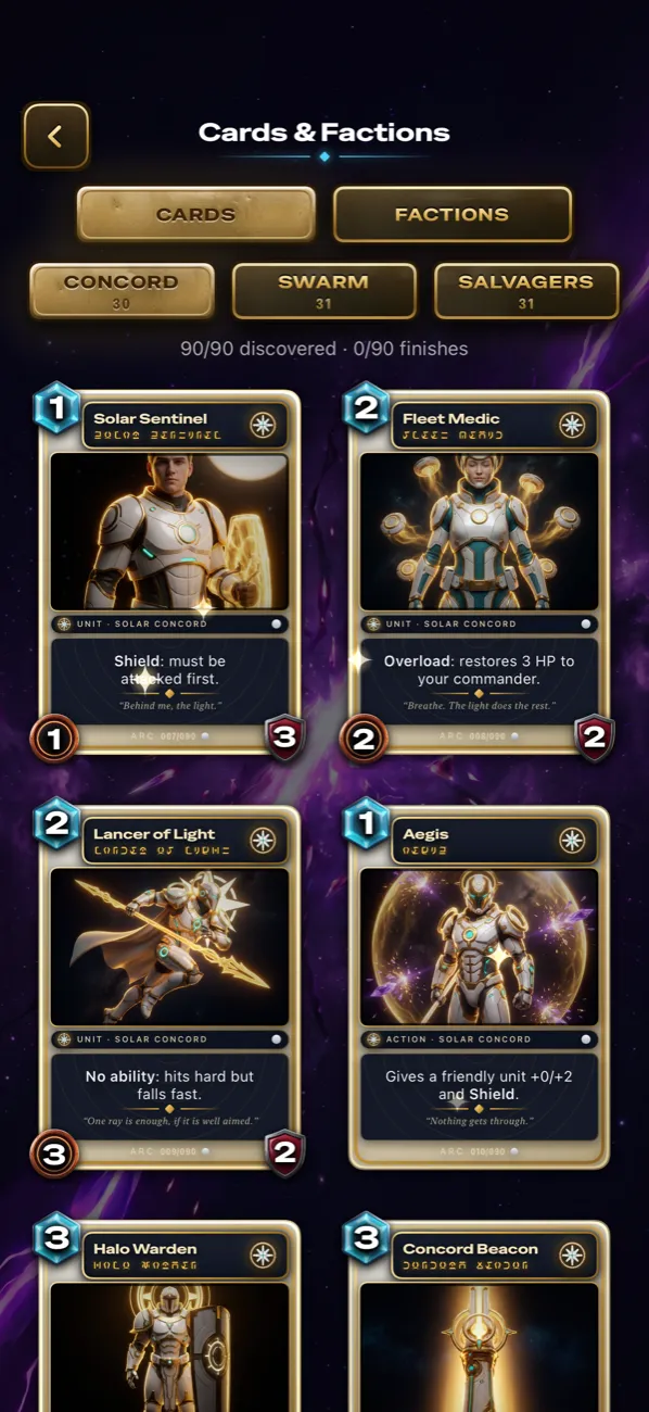 90 cards to collect